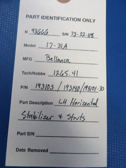 Bellanca 17-31A Viking Horizontal Stabilizer & Struts 193103, 193140 (0824-02)