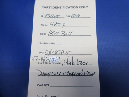 Bell 47J-2 Helicopter Stabilizer Dampener & Support Frame CSC870-5 (1124-949)
