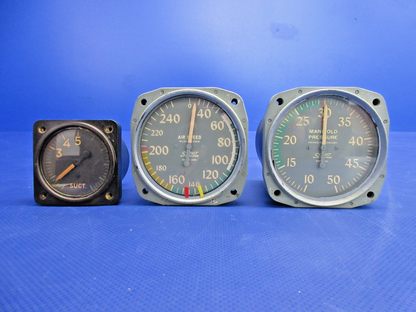 Original Beech 35 Bonanza Air Speed, Manifold Press & Suction Gauge  (0926-2162)0