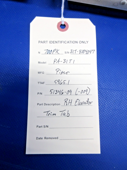 Piper PA-31T1 Cheyenne RH Elevator Trim Tab P/N 51346-09 (0226-1039)8