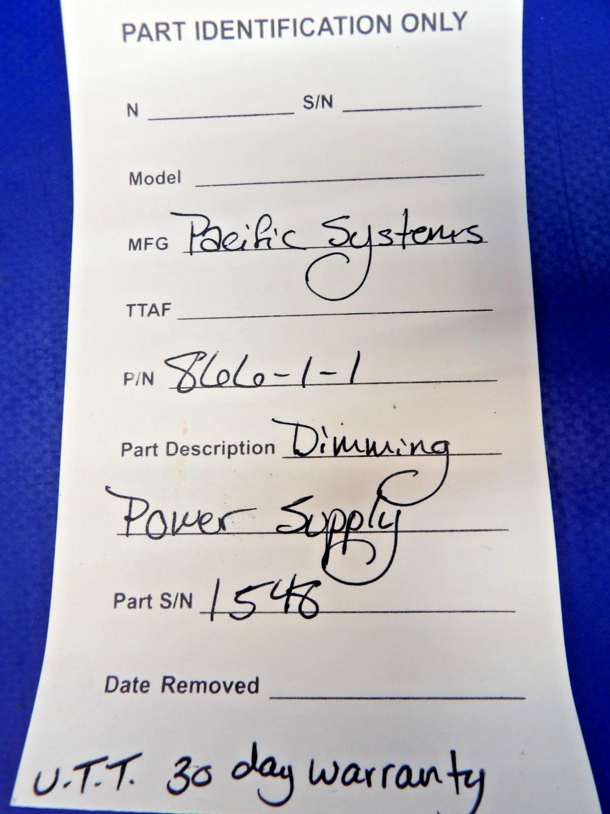 Pacific Systems Dimming Power Supply P/N 866-1-1 WARRANTY (0426-1333)8