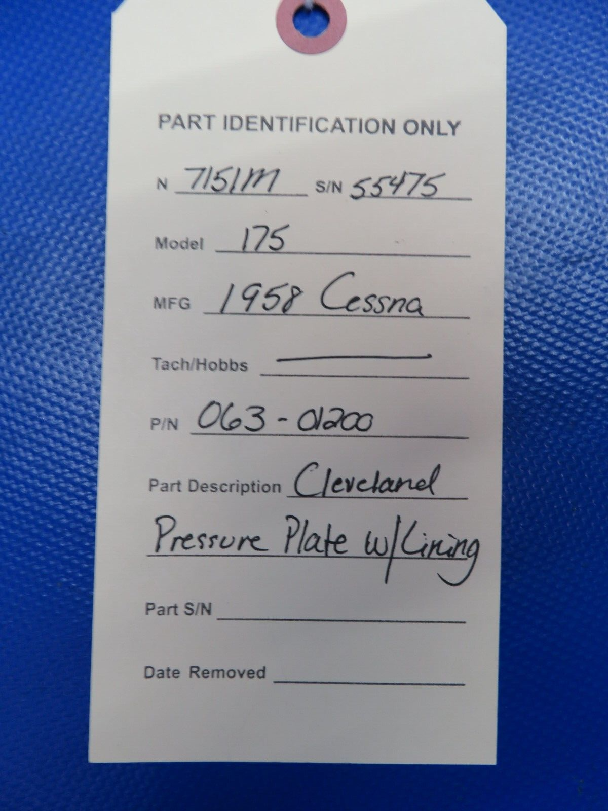 Cessna 175 Cleveland Pressure Plate w/ New Lining P/N 063-01200 (0624-1761)
