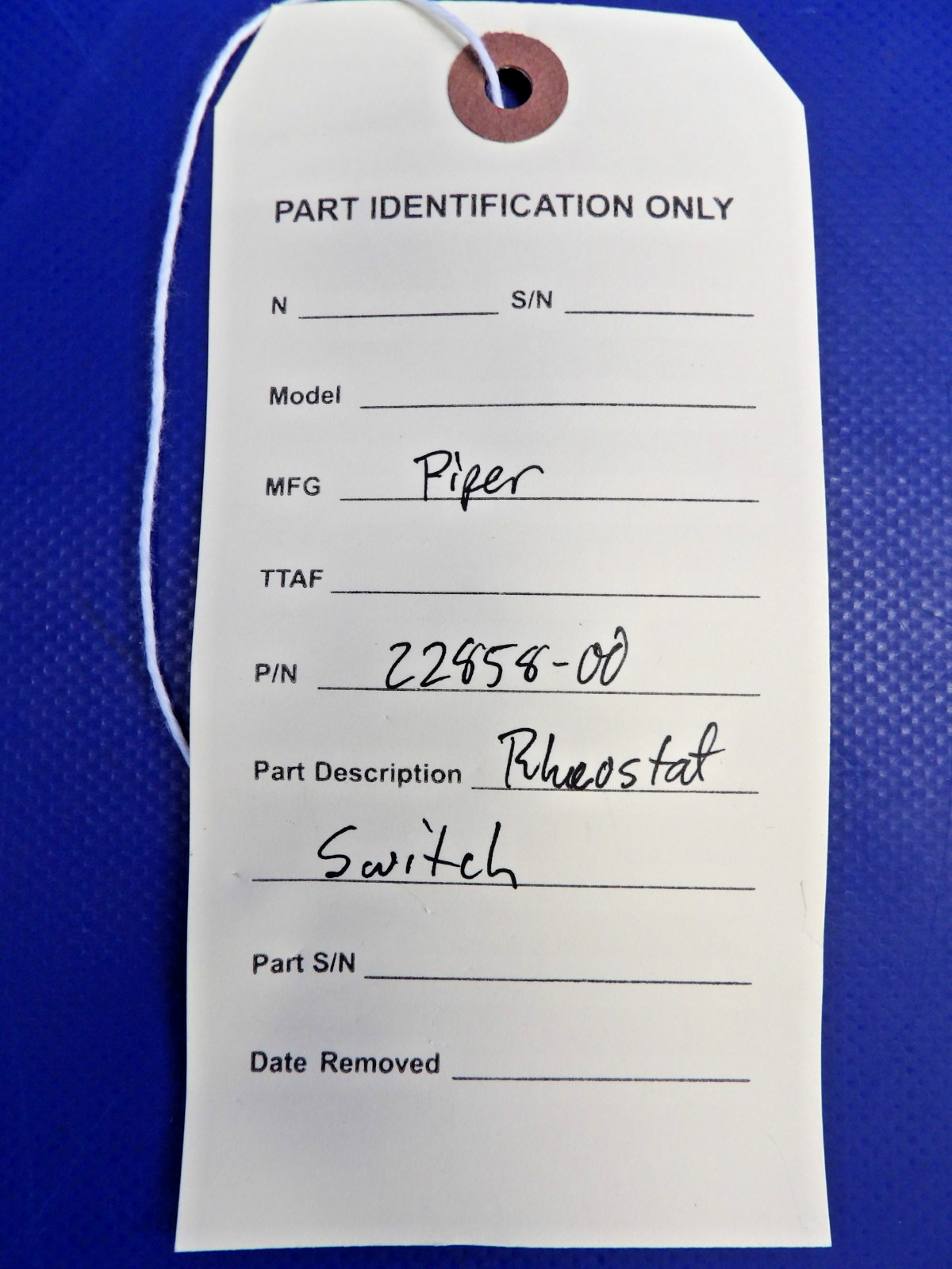 Piper Rheostat Switch P/N 22858-00 (0626-1424)10