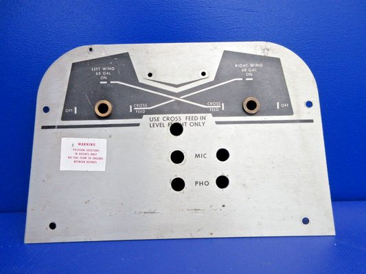 Beech Fuel Selector Cover Plate 142-gallon System P/N 002-920021-1 (0526-724)0