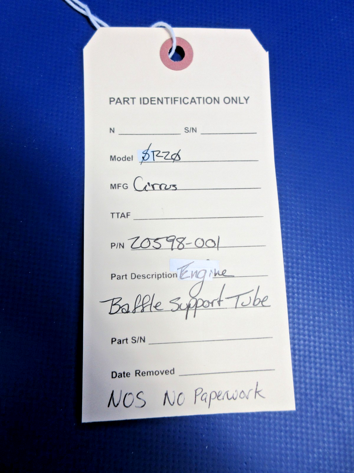 Cirrus SR20 Engine Baffle Support Tube P/N 20598-001 NOS (0326-706)11