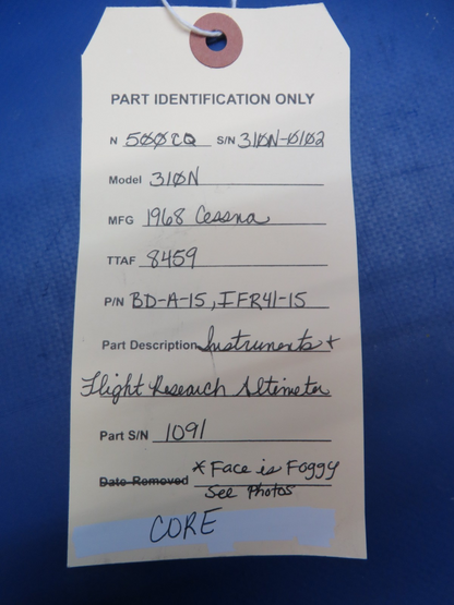 Cessna 310N Instruments & Flight Research Altimeter BD-A-15 CORE (0826-827)10
