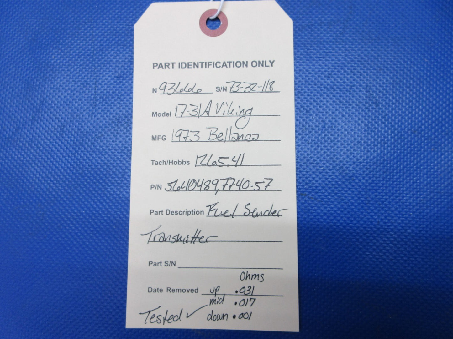 Bellanca 17-31A Viking Fuel Sender Transmitter P/N 5640489 TESTED (1024-1408)10