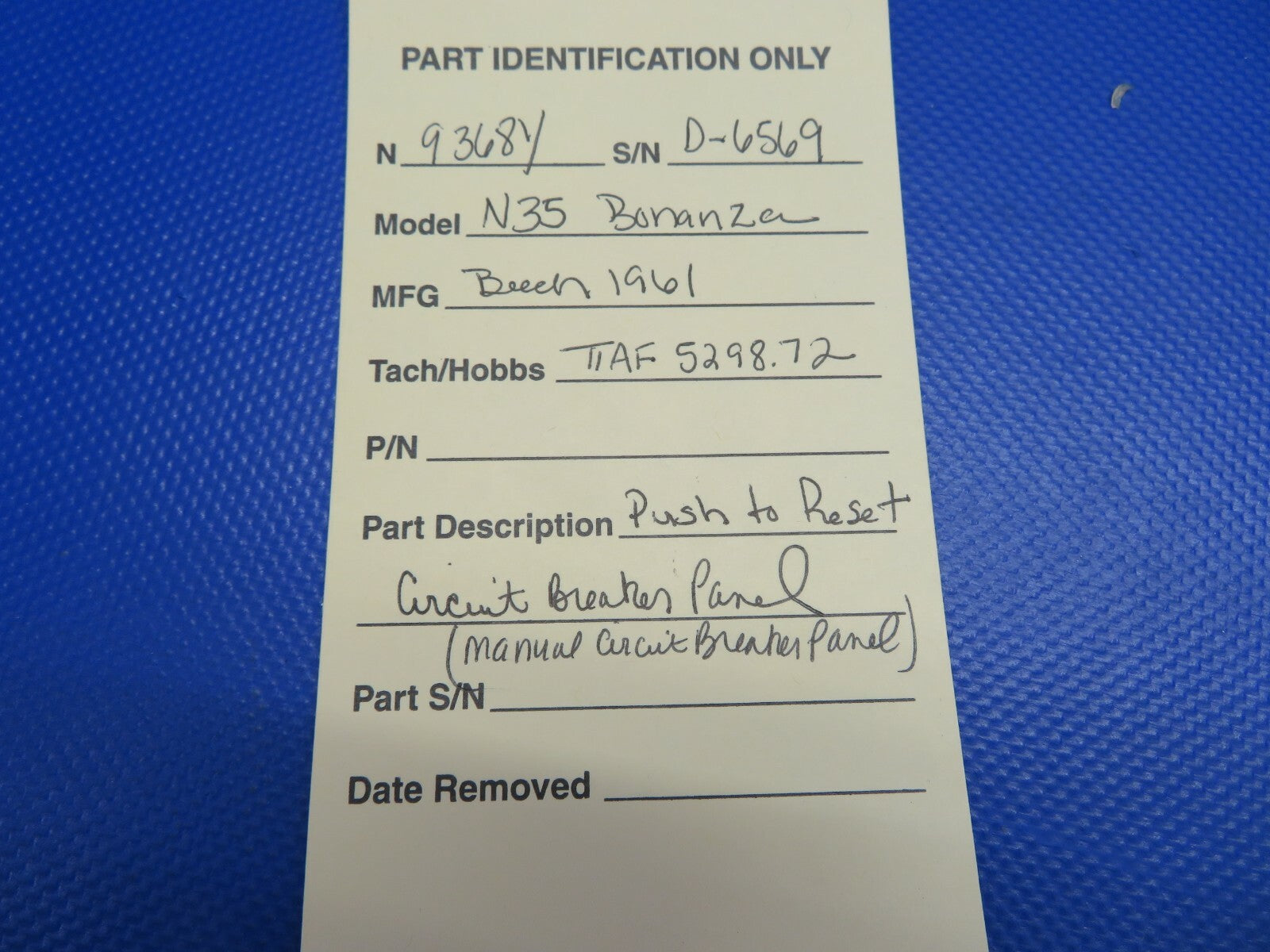Beech N35 Bonanza Push to Reset Circuit Breaker Panel (1220-522)6