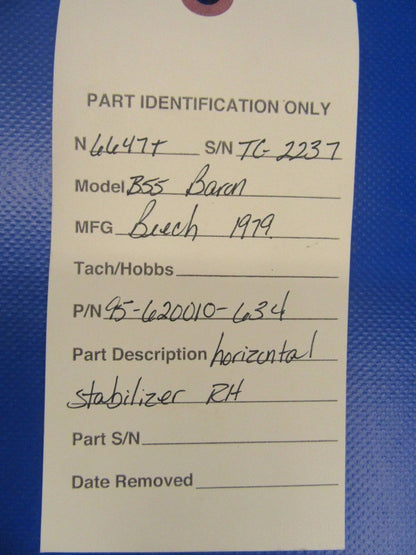 Beech Baron B55 Horizontal Stabilizer RH P/N 95-620010-634 w/Actuator (0917-137)