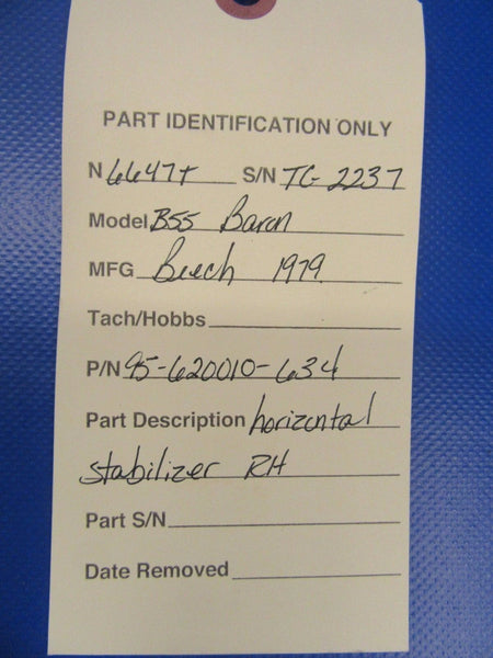 Beech Baron B55 Horizontal Stabilizer RH P/N 95-620010-634 w/Actuator (0917-137)