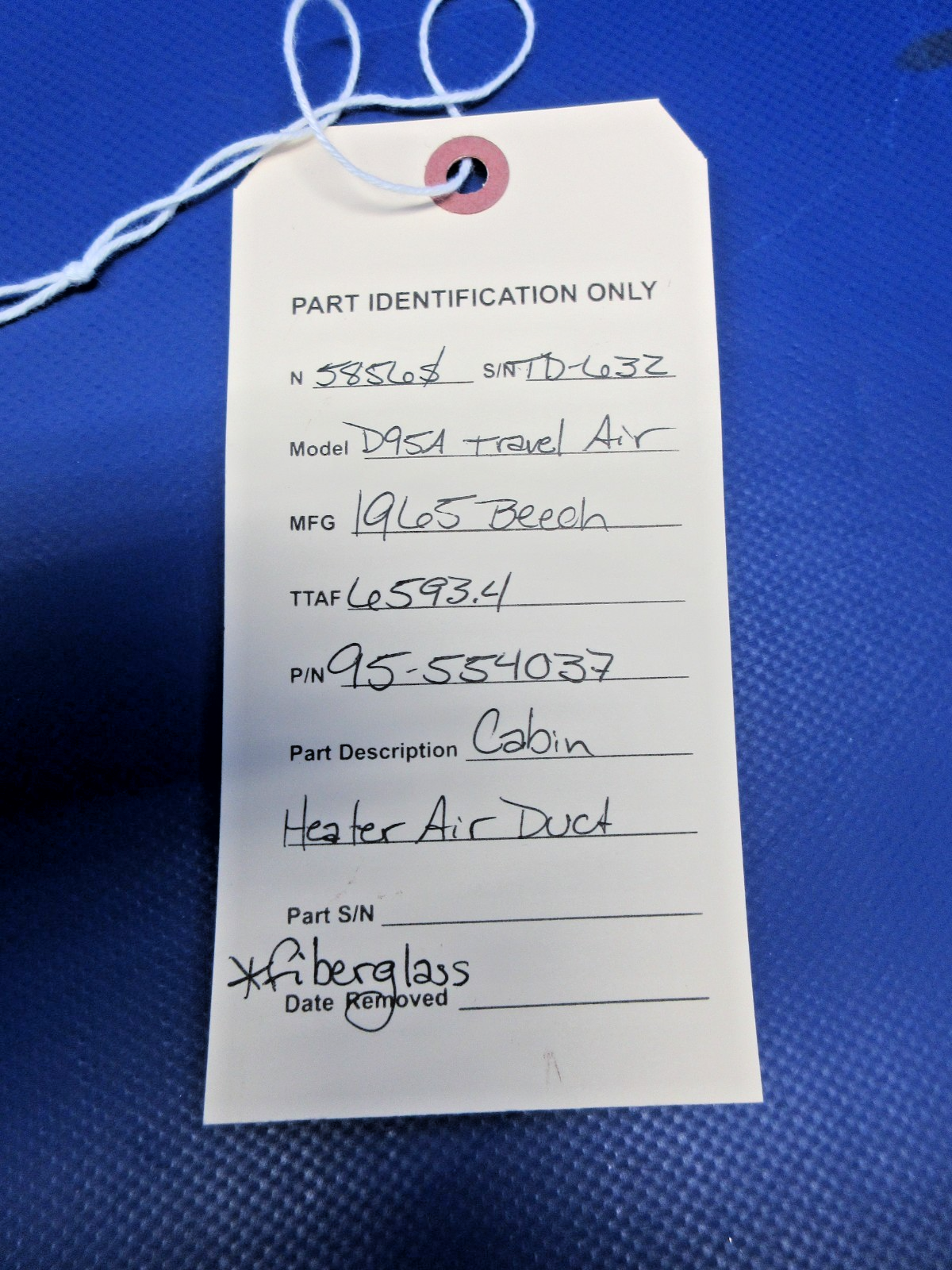 Beech 95 /  D95A Travel Air Cabin Heater Air Duct P/N 95-554037 (0326-841)12