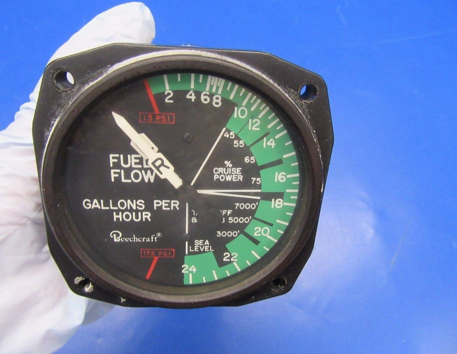 Beech Baron D55 Fuel Flow Indicator P/N 96-380015-5 B4 20-5 (1017-21)