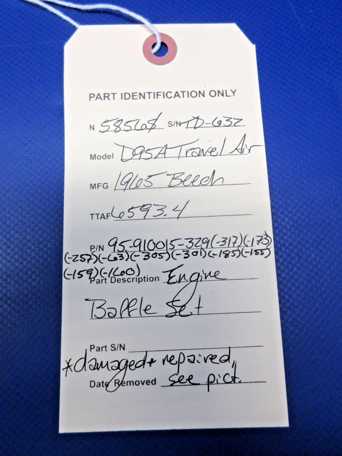 Beech 95 / D95A Travel Air Engine Baffle Set P/N 95-910015-329 (0326-874)23