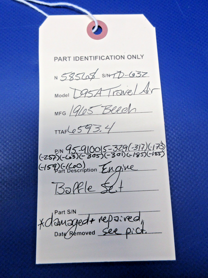 Beech 95 / D95A Travel Air Engine Baffle Set P/N 95-910015-329 (0326-874)23
