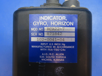 RC Allen Horizon Gyro Indicator P/N 102-0041-04 CORE (0824-1767)