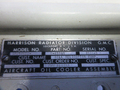 Bell Helicopter Harrison AP15AU11 Oil Cooler Radiator P/N D-65705 (1124-952)