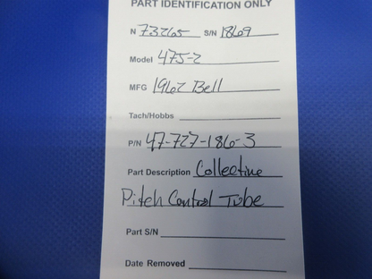 Bell 47J-2 Helicopter Collective Pitch Control Tube P/N 47-727-186-3 (1124-937)