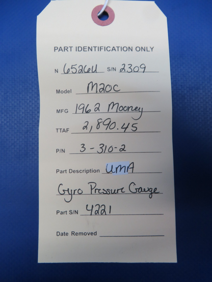Mooney M20 / M20C UMA Gyro Pressure Gauge P/N 3-310-2 (0426-115)11