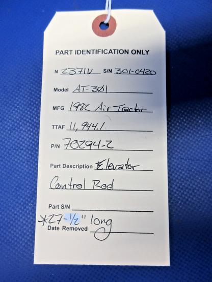 Air Tractor AT-301 Elevator Control Rod P/N 70294-2 (0926-807)8