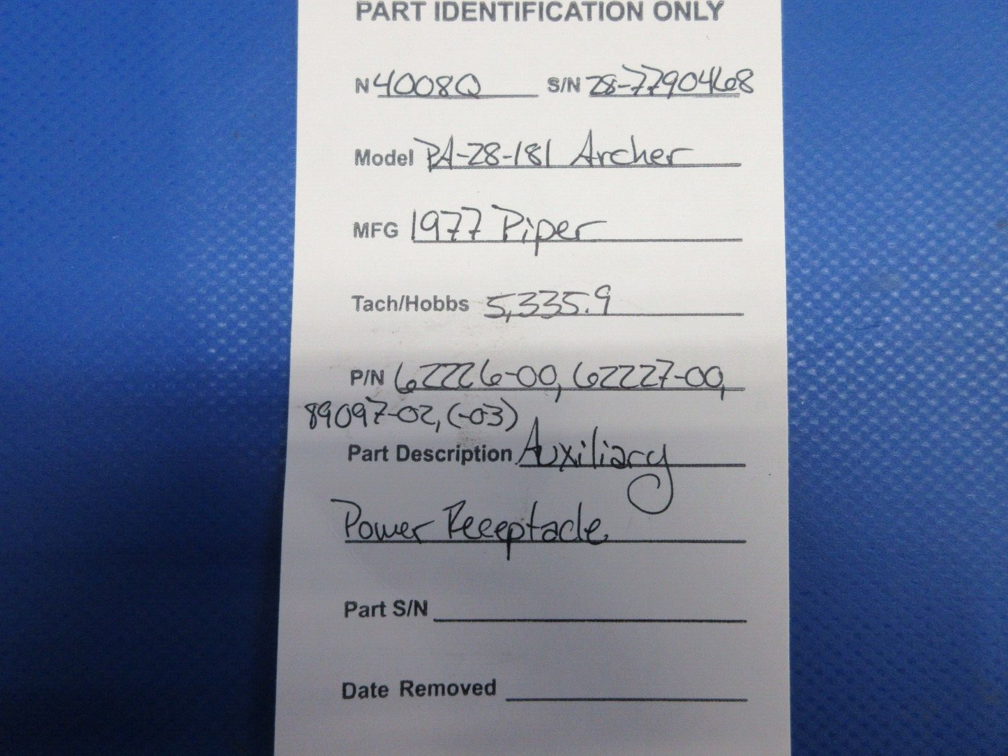 Piper PA-28-181 Archer Auxiliary Power Receptacle P/N 62226-00 (0624-949)