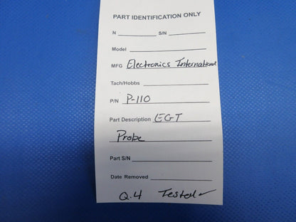 Electronics International EGT Probe P/N P-110 TESTED (0624-746)