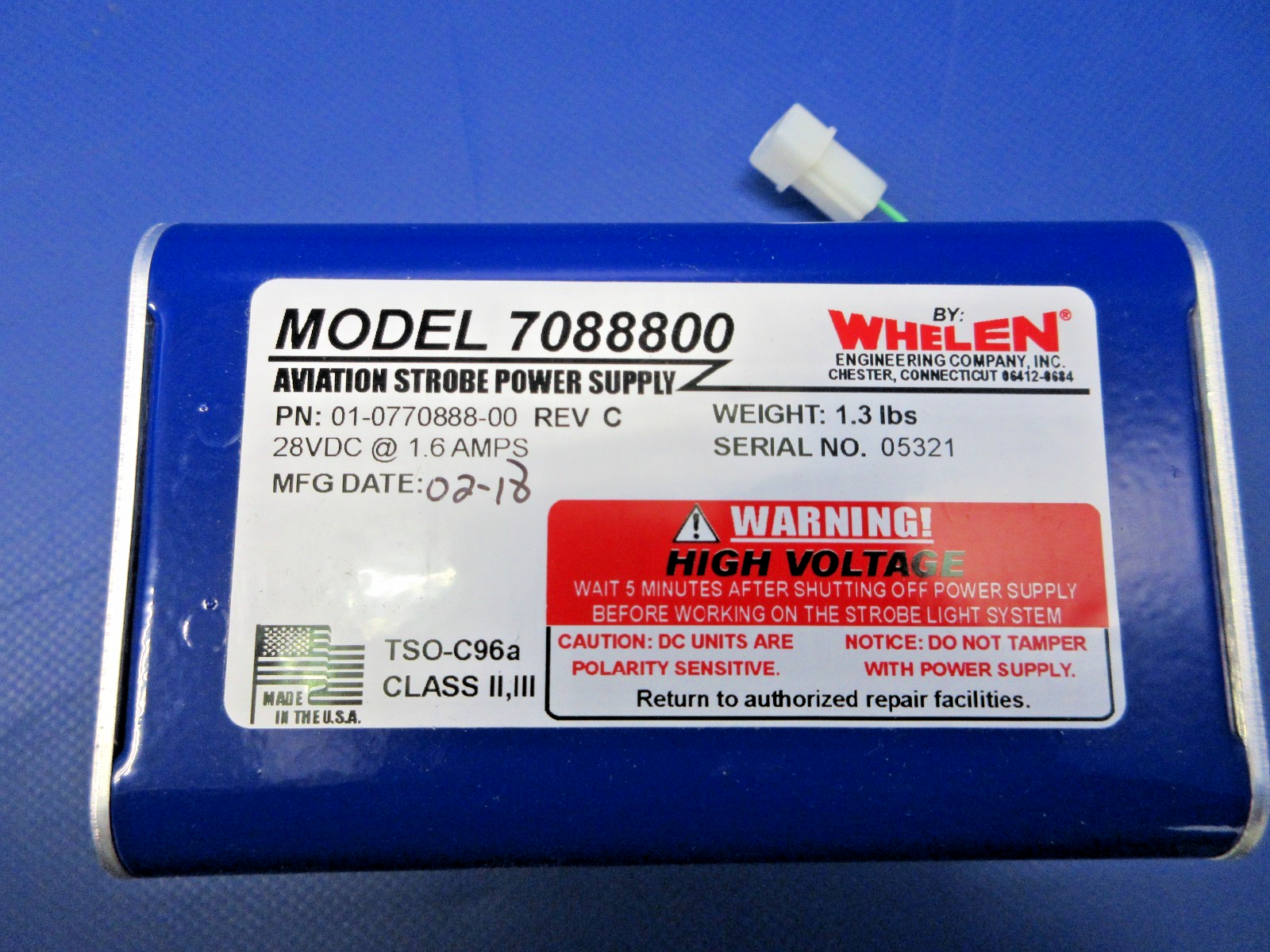 Whelen 7088800 Aviation Strobe Power Supply 28V P/N 01-0770888-0 NOS (0426-757)3