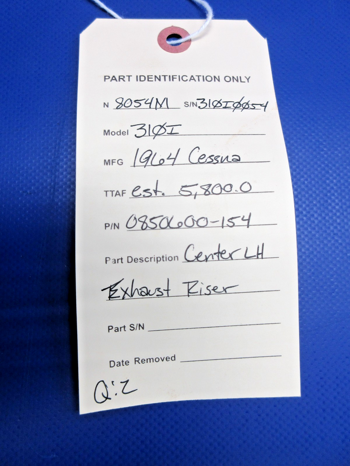 Cessna 310 / 310I Center LH Exhaust Riser P/N 0850600-154 (0326-945)12