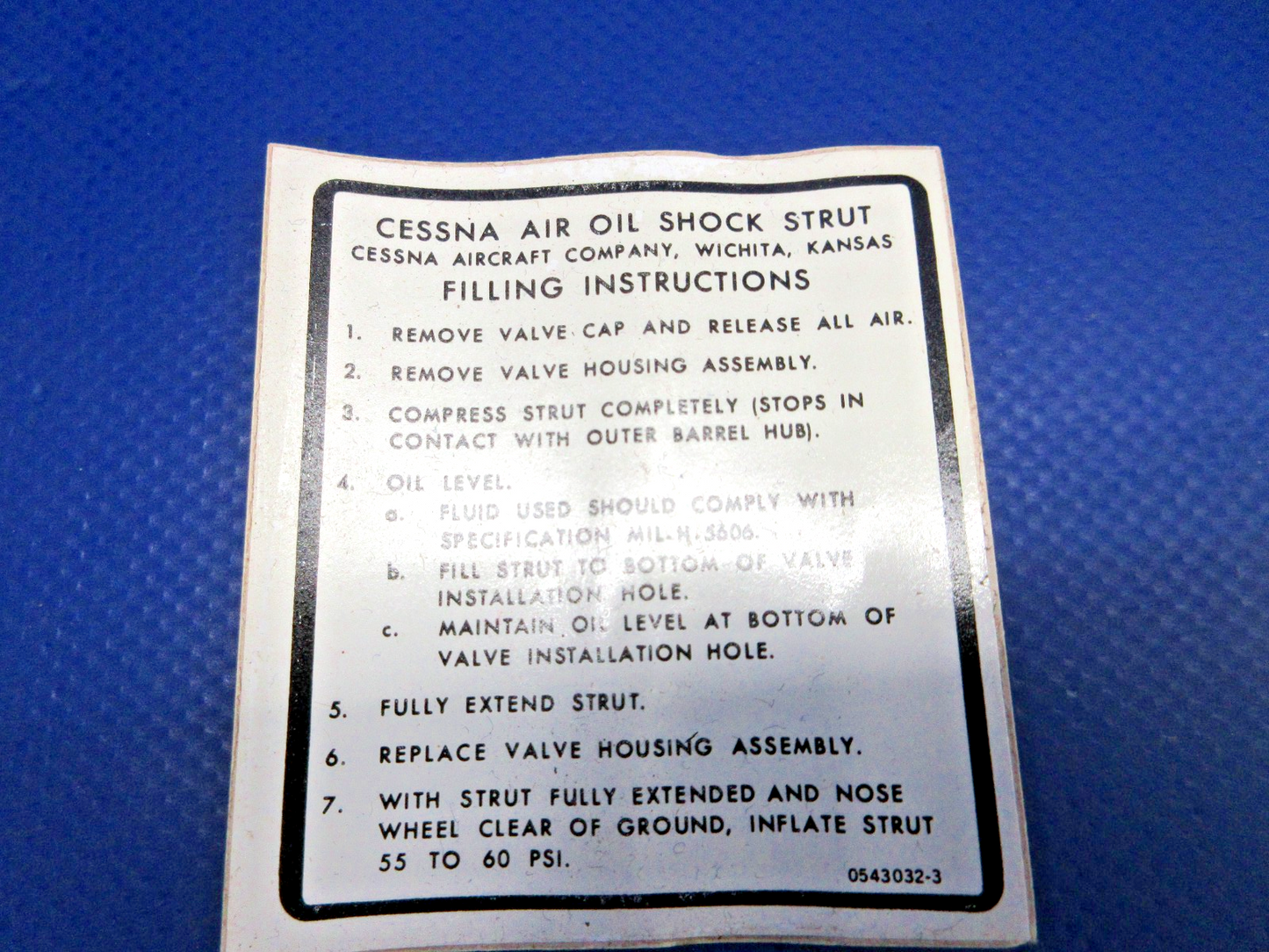 Cessna Assorted Placards LOT P/N 0543032-3 NOS (0426-721)4