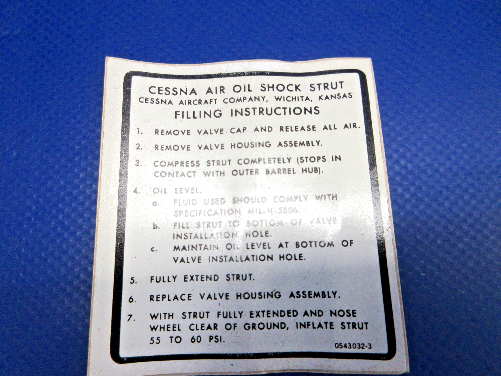 Cessna Assorted Placards LOT P/N 0543032-3 NOS (0426-721)4
