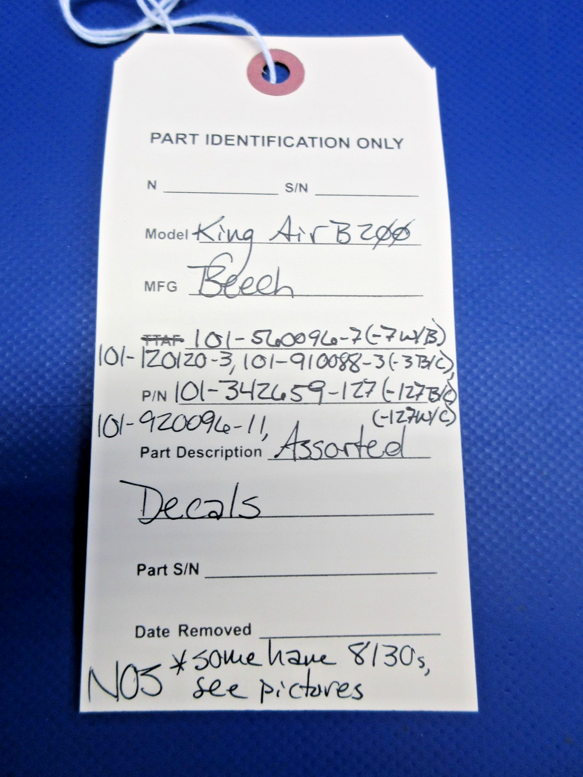 Beech King Air B200 Assorted Decals P/N 101-560096-7 NOS (0426-801)12