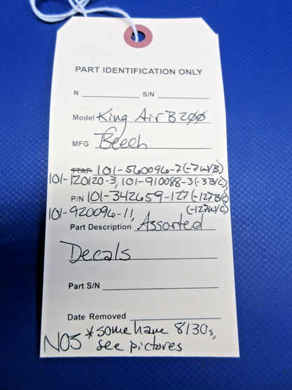 Beech King Air B200 Assorted Decals P/N 101-560096-7 NOS (0426-801)12