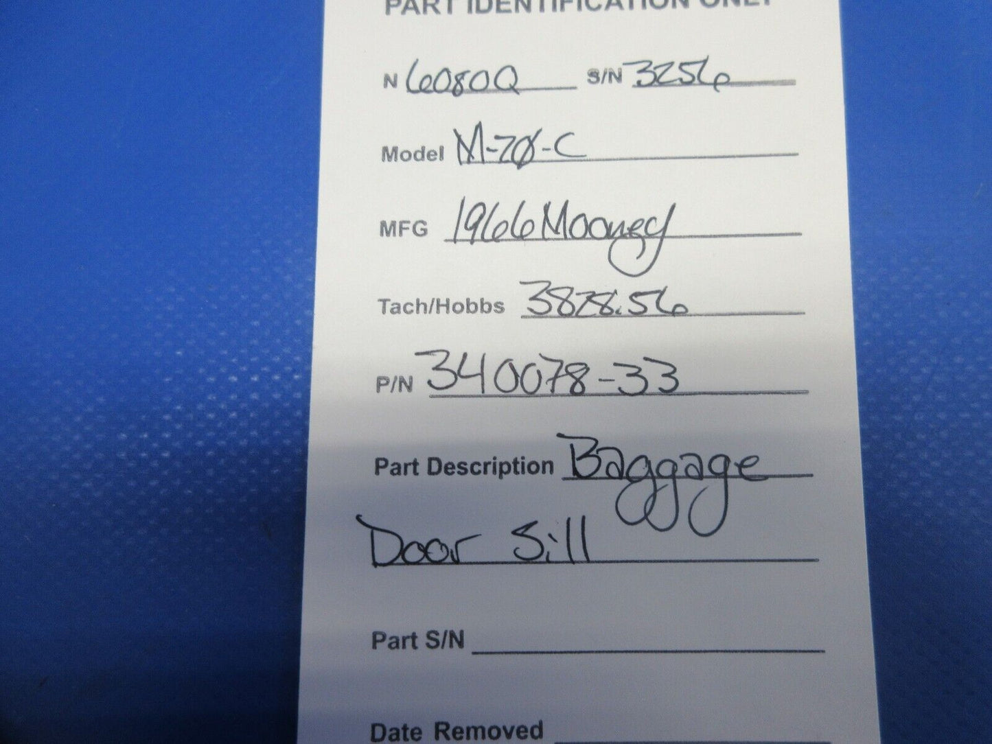 =Mooney M20 / M20C Baggage Door Sill P/N 340078-33 (1024-855)