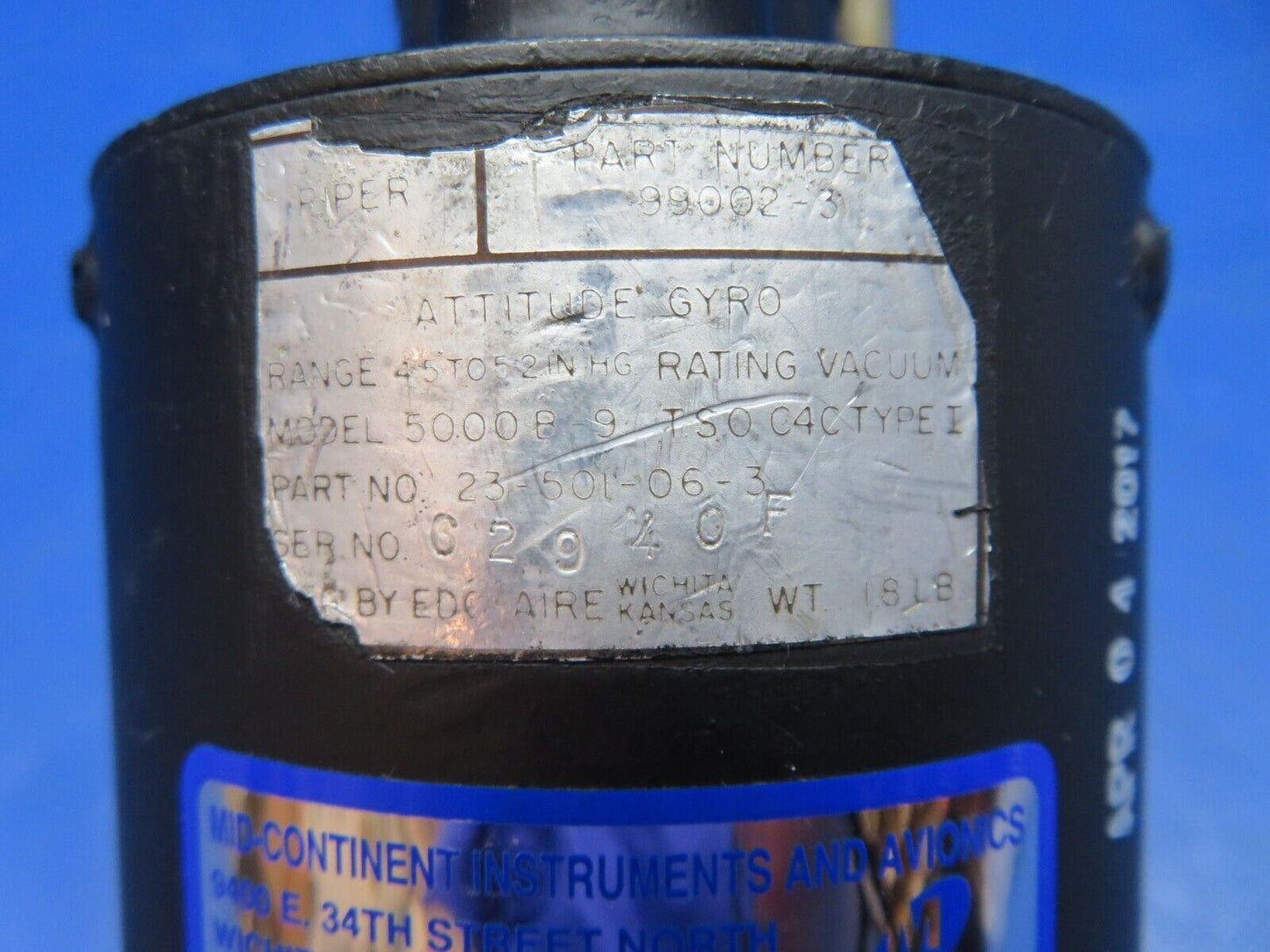 Edo-Aire Attitude Gyro P/N 99002-3 WARRANTY (0724-201)