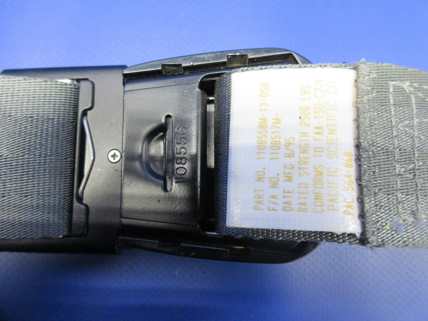 Piper PA-28 Pacific Scientific Rear Seat Lap Belt LH  1108859M-11-058 (1224-718)
