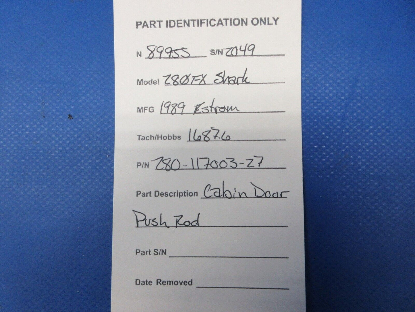 Enstrom 280FX Helicopter Cabin Door Push Rod P/N 280-117003-27 (1124-2027)