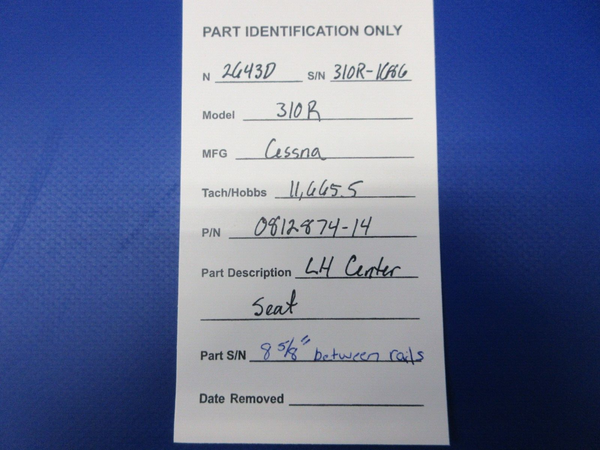 Cessna 310 / 310R LH Center Seat P/N 0812874-14 (1124-1429)