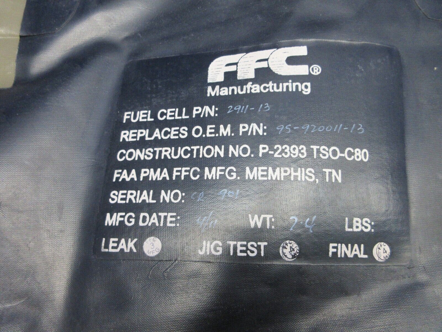 Beech 95 D95A Travel Air LH 31 Gallon FFC Aux Fuel Tank P/N 2911-13 (0524-2025)