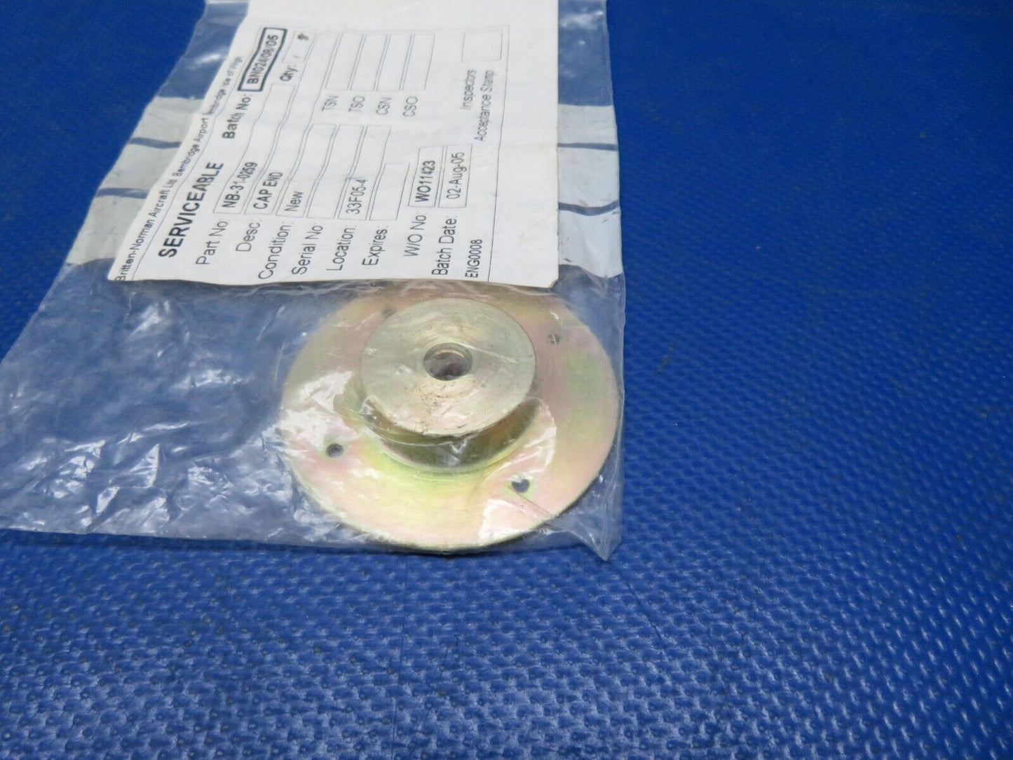 Britten-Norman Cap End P/N NB-31-0259 NOS (1024-250)