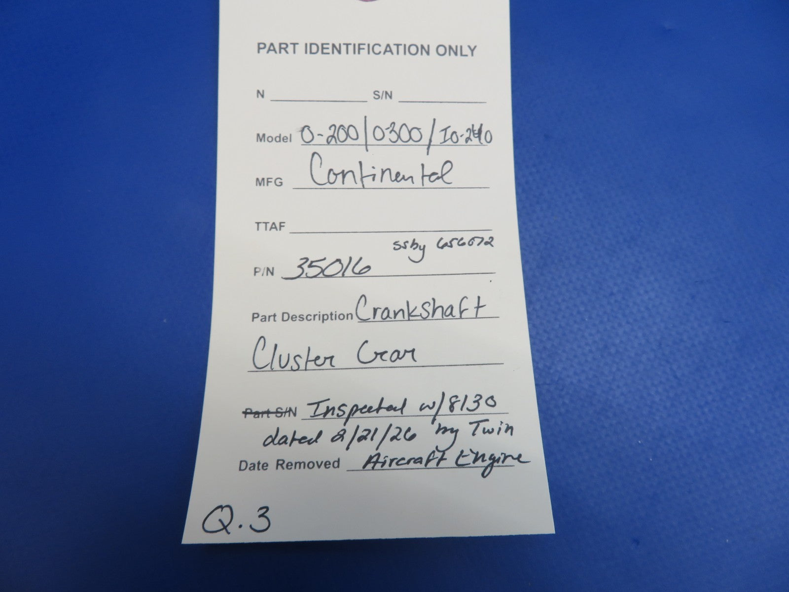Continental Crankshaft Cluster Gear P/N 35016 Inspected w/ 8130 (0326-1731)13