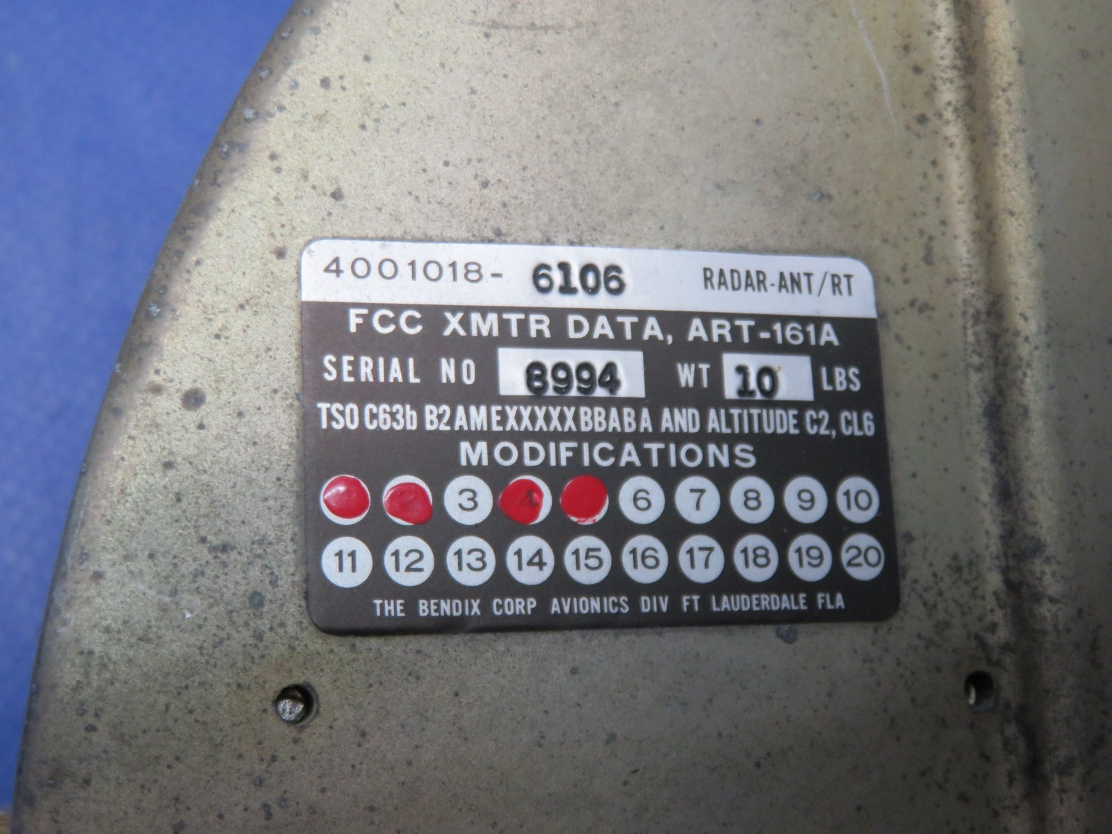 Bendix ART-161A Radar Antenna / Receiver Trans 4001018-6106 FOR PARTS (0326-242)1