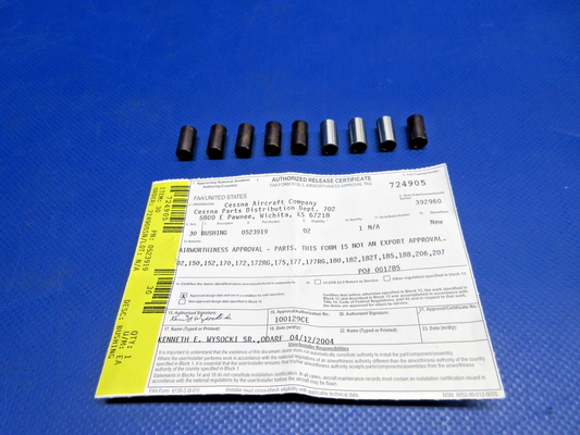 Cessna Flap Roller Bushing w/8130 P/N 0523919 LOT OF 9 NOS (0426-713)0