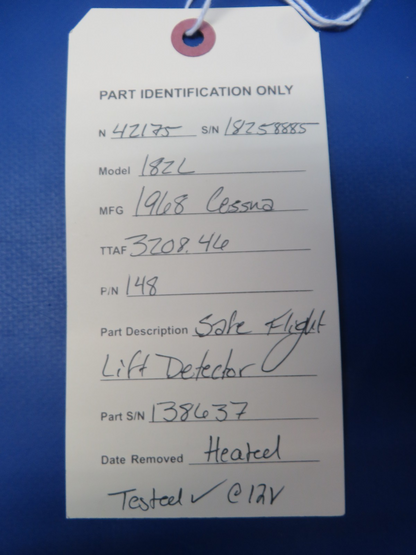 Cessna 182 / 182L Safe Flight Lift Detector Heated P/N 148 TESTED (0426-124)11