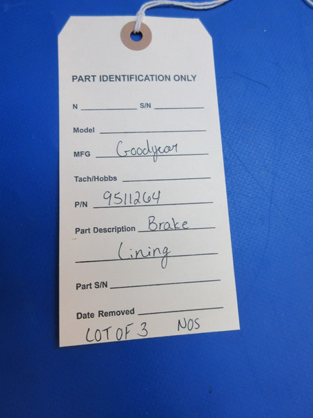 Goodyear Brake Lining P/N 9511264 LOT OF 3 NOS (1023-817)