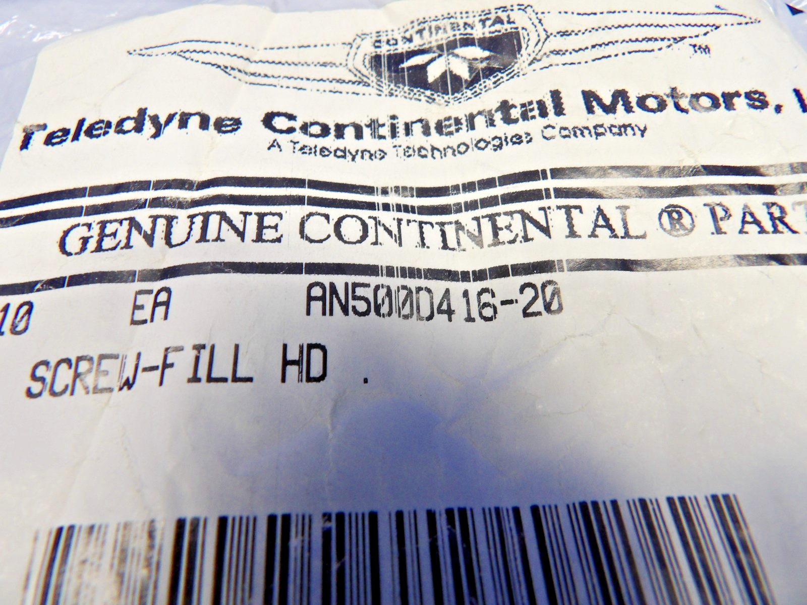 Continental Fillister Head Screw P/N AN500D416-20 LOT OF 10 NOS (0426-1319)2