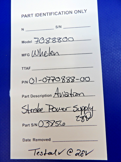 Whelen 7088800 Aviation Strobe Power Supply 28V 01-0770888-00 TESTED (0426-1342)11