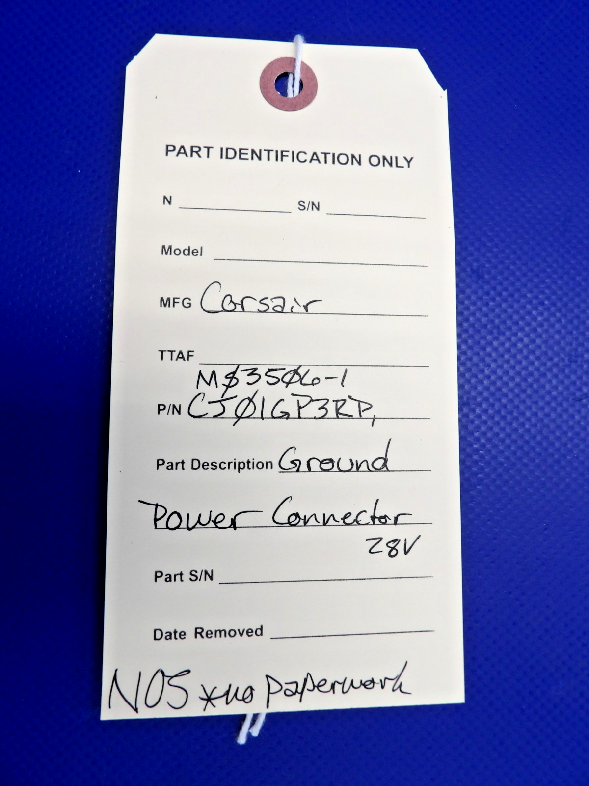 Corsair Ground Power Connector 28V P/N MS3506-1 NOS (0326-1222)11