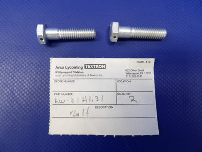 Lycoming Bolt P/N LW-31H1.31 NOS LOT OF 2 (0526-1394)0