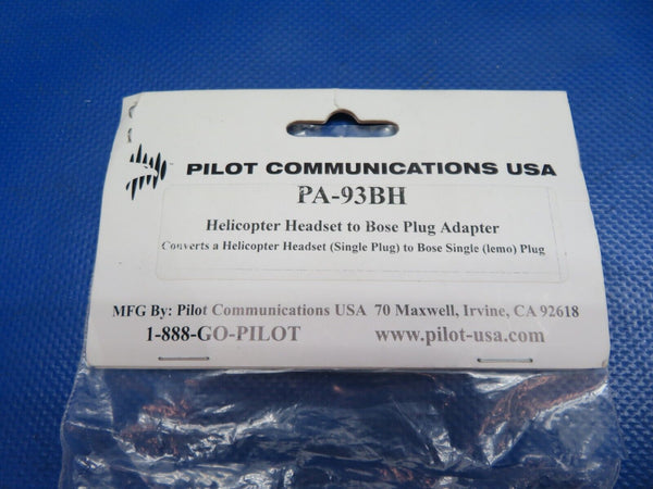 Pilot Comm USA Helicopter Headset To Base Plug Adapter PA93BH NOS (1024-258)