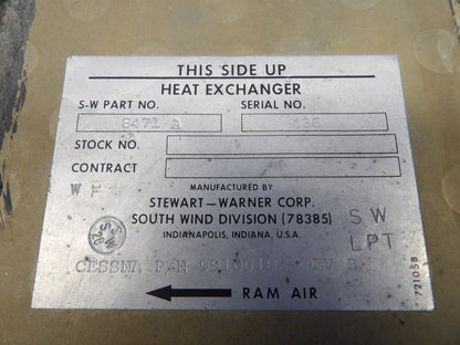 Cessna 421 Stewart-Warner Pressurization Heat Exchanger P/N 8471A (0726-1216)1