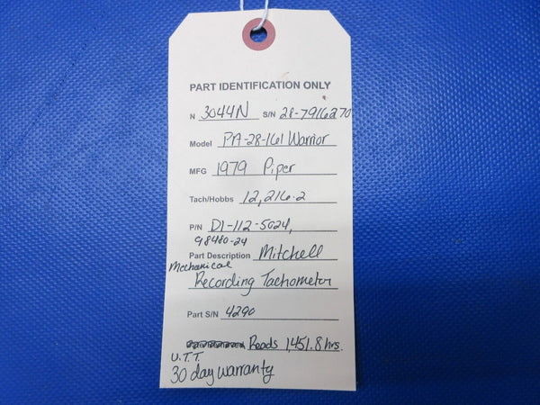 Mitchell Mechanical Recording Tachometer P/N D1-112-5024 WARRANTY (0724-1275)